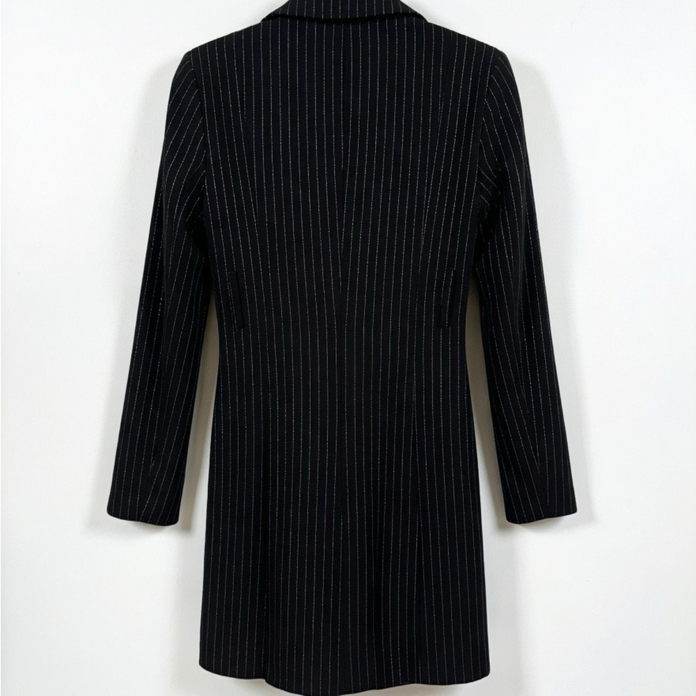 Manière De Voir Black Metallic Pinstripe Blazer Dress w Zip Hem- Size 2 XS/S - Picture 6 of 7